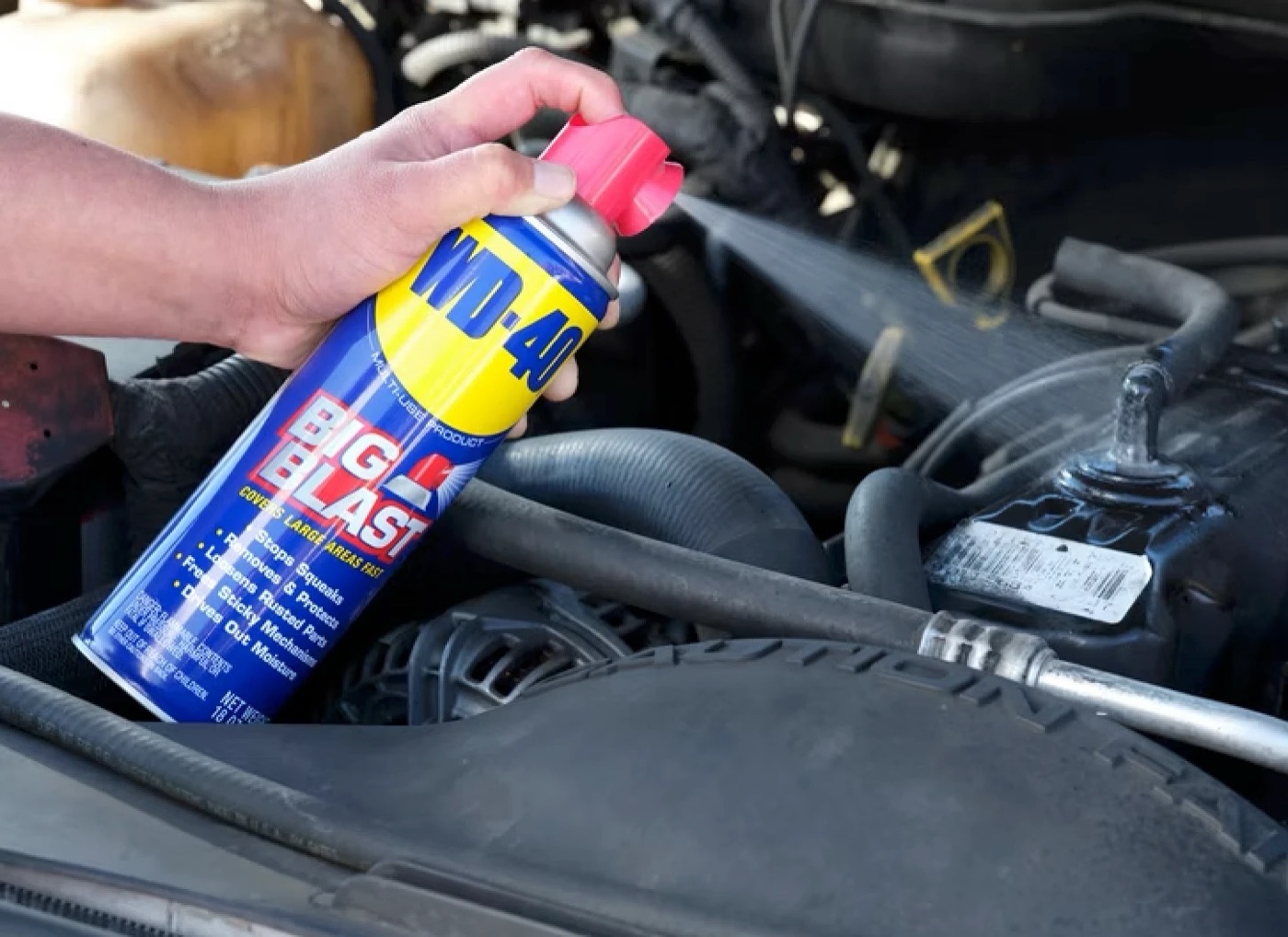 WD-40 lubricant being applied